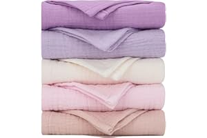 ‎CHIOWELS Chiowels Muslin Cloths Baby First Equipment, Pack of 5 Burp Cloths 100% Cotton (60 x 60 cm), Muslin Nappies for Newborns, Soft and Breathable, Baby Cloths for Boys and Girls, Muslin Cloths 005