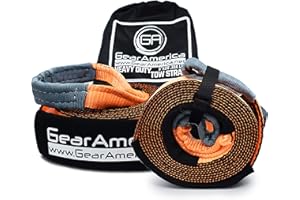 GA GEARAMERICA GearAmerica 2PK Recovery Tow Straps 3" x 20' | Heavy Duty Lab Tested 35000 lbs Strength | Triple Reinforced Loops + Protective Sleeves | Emergency Off Road 4x4 Towing | with Storage Bag