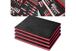 Precision Defined Kit Schiuma per Cassette degli Attrezzi - Inserti per Custodie, Shadow Foam Nero/Rosso (40,6 x 30,4 x 2,54 cm, Confezione da 4)