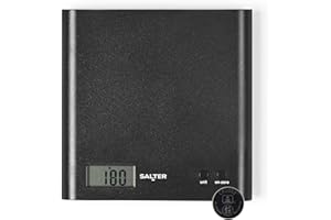 Salter 1066 BKDRAS15 Arc - bilancia da cucina digitale, massima precisione, pesa cucina, design sottile, display LCD, funzione Azzeramento e Aggiungi e pesa per pesare più ingredienti, nero