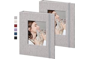 Remowith Photo Album 6 x 4,Slip-in Picture Albums,Linen Hardcover Picture Albums for Family Anniversary Baby Wedding 52 Pockets 2 Pack Grey