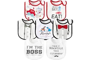 2OOYA 7Pcs Waterproof Baby Bibs Cotton Dribble Bibs with Adjustable Snap, Bandana Drool Towel Newborn Food Bibs for Teething Infant Toddlers Gift Baby Shower Birthday Keepsake, 6-12 Months (Black Red)