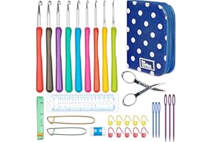 BECRAFTEE BEST CROCHET HOOK SET WITH ERGONOMIC HANDLES FOR EXTREME COMFORT. Perfect Hooks for Arthritic Hands, Smooth Needles for Superior Results & 22 Knitting Accessories to use with all Patterns & Yarns