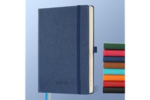 IN-LUXPRO Kalender 2025 2026 Wochenplaner,18-Monate Buchkalender (Jul.2025-Dez.2026) Monatskalender mit Ausgaben & Notizseiten A5(21.9 x 16.4 cm),mit Vegan-Leder & Notizseiten,Marineblau.