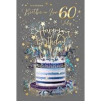 thumbnail interactive-video image 1 of 60th Birthday Card For Brother In Law – Gold Foil Cake Design With Matching Envelope 1 of 4