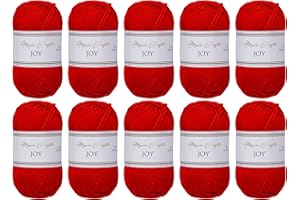 Utopia Crafts JOY Plain Knitting and Crochet Yarn, Soft, Easy Care, 100% Polyacrylic, 10 x 50 g Ball, 150 m (Red)