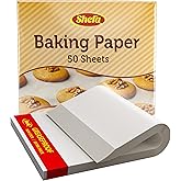 SHEFA 50 Pcs Premium Quality Square Baking Paper Sheets Grease Proof Parchment Paper Bake Cake precut Ready Cut for Oven Tray