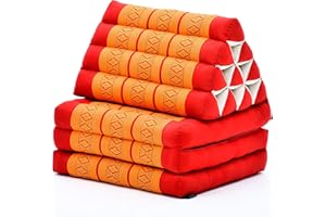 ‎LEEWADEE Leewadee - Bequeme Japanische Bodenmatratze - Thai Bodenliege mit Dreieckskissen - Futon Klappmatte - Thai Massagematte, 170 x 53 cm, Orange Rot