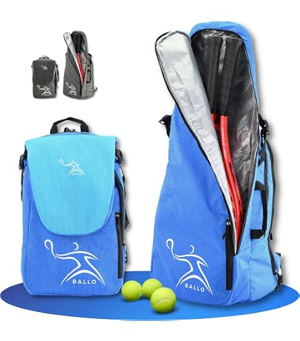 Zaino Da Tennis Uomo E Donna – Capienza 4 Racchette, Scomparto Per Scarpe, Tessuto Impermeabile, Tante Tasche