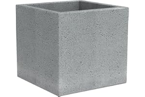 ‎SCHEURICH Scheurich C-Cube, Pflanzgefäß aus Kunststoff, Stony Grey, 30 cm lang, 30 cm breit, 28 cm hoch, 18 l Vol.