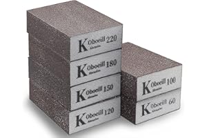 KANGSIT Sanding Block 6 Pcs, Sanding Sponges with 6 Grits (60,100,120,150,180,220) Coarse/Medium/Fine/Superfine Wet and Dry Dual-use Abrasive Pads, Washable and Reusable Sandpaper for Wood Walls Metal
