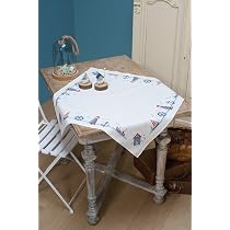 Vervaco Stickpackung Tischdecke, Kreuzstich-Set 80x80 Cm, Maritimes Motiv – Inkl. Garn, Stoff, Anleitung