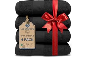 LEBENGOOD Set 4 Asciugamani da Bagno e Viso 4 Pezzi Morbidi Assorbenti Resistenti 50x90 cm 100% Cotone Spugna Americana Premium di Lusso Certificato OEKO-TEX®
