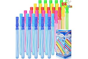 JOYIN 24 Pack 14"(35.5cm) Big Bubble Wands Bulk (2 Dozen) for Summer Toy, Outdoor/Indoor Activity Use, Easter, Bubbles Party Favors Supplies for Kids bubbles party bag fillers