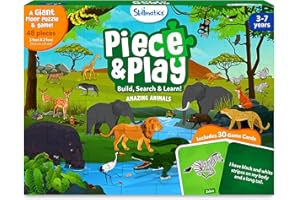 Skillmatics Floor Puzzle & Game - Piece & Play Wild Animals, Jigsaw & Toddler Puzzles, Educational Toy, Gifts for Boys & Girls Ages 3, 4, 5, 6, 7 (48 Pieces, 2 x 3 feet)
