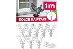 GEROBUG Kolce odstraszające gołębie ze stali nierdzewnej 1 m z przezroczystą podstawą – skuteczna ochrona przed gołębiami na balkon, belki dachowe i rynnę dachową – kolce do obrony przed ptakami,