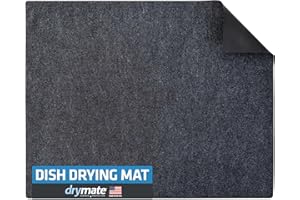 Drymate Geschirrtrocknungsmatte, Premium XL-Größe (19 "x 24"), Küchengeschirrtrocknungspad - saugfähig/wasserdicht - maschinenwaschbar (Holzkohle)