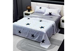 ETREXONLINE Conjunto de Sábanas 4 Piezas Cama 135 cm - Microfibra Ultra Suave Incluye 1 Bajera 135x200+28 cm, 1 Encimera 210x270 cm, y 2 Fundas de Almohada 50x75 cm - Color Estrella Blanco