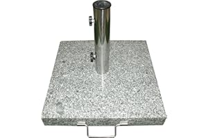 dilego Nexos Schirmständer Sonnenschirmständer Granit eckig 45x45cm ca. 25kg Edelstahlrohr Griff Transport-Rollen schwarz-weiß grau