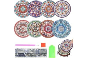 SALADOCY 8 Pezzi Di Sottobicchieri Diamantati, Kit Di Pittura Con Diamanti, Con Supporto, Per Tazze, Vasi, Regali Di Compleanno, Decorazioni Per La Cucina E Il Soggiorno