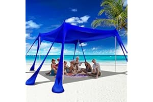 VIONMI Beach Canopy Beach Tent Pop Up Shade 10x10ft Sun Shelter UPF50+ with 8 Sandbags-2 Sand Shovel-4 Aluminum Poles-Ground Pegs-Portable Carrying Bag for Outdoor Family Camping Fishing Yard Picnic
