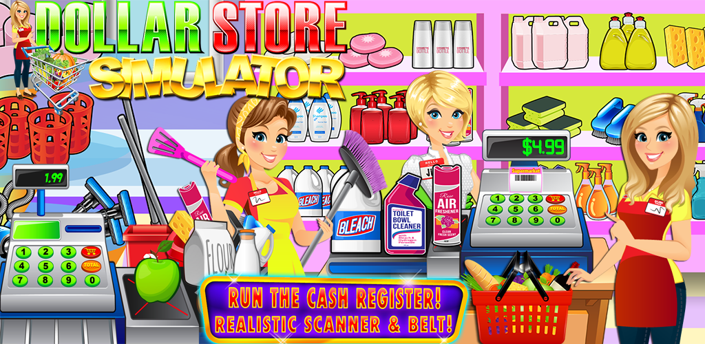 Dollar Store Cash Register Sim Kids Supermarket Cashier & Shopping