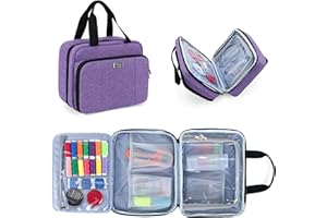 Luxja Borsa per Kit da Cucito Grande, Astuccio da Cucito con 3 Sezioni Interne, Borsa Accessori Cucito (Solo Borsa), Viola