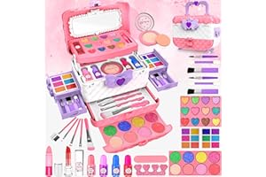 FHNSEL Kinderschminke Schminkkoffer Mädchen Schminke Spielzeug, 54 PCS Waschbar Schminke Kinder Make Up Set Mädchen Spielzeug,Geburtstags Geschenke Spielzeug für ab 3 4 5 6 7 8 9 10 11 12 Jahre Mädchen