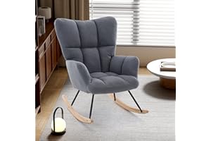‎OKWISH okwish Schaukelstuhl Schaukelsessel Wohnzimmer Relaxsessel mit verdickte Polsterung, geeignet für Wohnzimmer/Schlafzimmer/Balkon, Sherpa-Fleece, grau