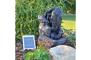 CLGarden Solar Springbrunnen NSP14 mit Akku LED Beleuchtung Gartenbrunnen Kaskadenbrunnen Wasserspiel Solarbrunnen für Garten Balkon Terrasse