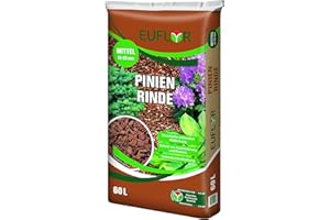 Euflor 60 L Pinienrinde in verschiedenen Siebungen Edler dekorativer Schutz und Pflege für Gartenanlagen und Pflanzgefäße (15-25mm mittel)