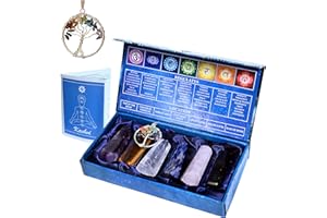 KACHVI Crystals and Gemstones Healing Rose, Clear Quartz, Amethyst, Black, Lapis & Tiger Crystal Meditation Spiritual Gifts for Chakra Money Luck Wands 2.25”-2.50" 6 Faceted Pencil 6 Pc Set