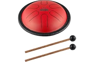 Nino Percussion Mini Melody Steel Tongue Drum con mazzetti - per tutte le età - Crea facilmente canzoni, per musica in classe, GARANZIA DI 2 ANNI (NINO980R)