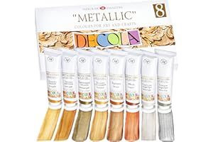 DECOLA - Metallic Effekt Acrylfarben Set | 8 x 18 ml Metallic Acryl Farbtuben | Malen und Dekorieren auf jeder Oberfläche | von Nevskaya Palitra