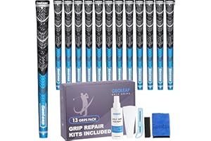 Geoleap Golfgriffe, Set mit 13 Griffen mit Klebebändern und Griffen mit allen Reparatur-Sets zur Auswahl, Hybrid-Golfschlägergriffe, Standard/Mittelgröße, Allwetter-Kontral, hohe Rückmeldung und