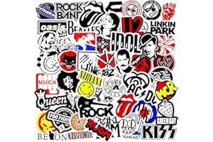 BIMANI Rock and Roll Pegatinas, 100PCS Moda Música Banda Pegatinas Packs para Adultos Adolescentes, Vinilo Impermeable Cool Pegatinas Calcomanías para Skateboard, Laptop