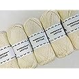 5 x 100g Dishcloth / Craft Cotton Yarn - (Cream)