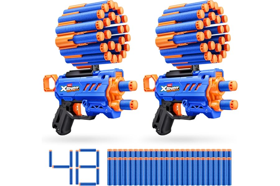 XSHOT Insanity Micro Blaster Dual Pack (2PK) by ZURU with 48 Air Pocket Technology Foam Darts and Dart Storage, Outdoor Toy for Boys and Girls, Teens and Adults aged 8+