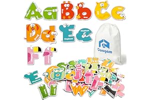 Coogam Jumbo Set di Lettere magnetiche 52Pcs Alfabeto ABC Colorato Animale Maiuscolo Minuscolo Magneti per Il frigo Giocattolo educativo Imparare l'ortografia per Bambini di 3 4 5 Anni