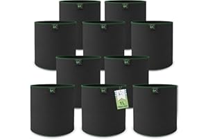 TTL COMMERCE TTL Garden - 10 bolsas de 1 litro de tela no tejida, juego de 10 macetas, 1 litro, 300 g/m², fieltro y tela no tejida, altura 12 x diámetro 10 cm