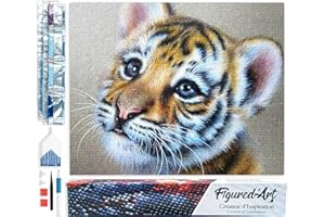 FIGURED'ART Figured’Art Diamond Painting Art kit for Adults 40x50cm Full Square Drill 5D Baby Tiger Complete DIY - Rolled Canvas