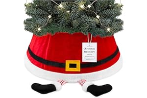 DECO EXPRESS Weihnachtsbaumständer Abdeckung, 42x24cm Weihnachtsbaum Rock, Stilvoll Weihnachtsdeko Innen In Weihnachtsmann Frohe Weihnachten Design (Roter Weihnachtsmann, Höhe 42 cm/Basis 56,5 cm)