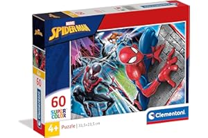 Clementoni 26048 Supercolor Spiderman – puzzle 60 elementów od 4 lat, kolorowe puzzle dla dzieci o wyjątkowej jasności i intensywności kolorów, gra zręcznościowa dla dzieci
