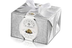 FLAMIGNI, Panettone Artisanal Italien Farci Mont Blanc à la Crème de Marrons et Morceaux de Marrons Glacés, Glacé au Chocolat Blanc et Meringues Croquantes, Coffret Spécial Noël, 950 gr
