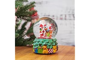 DUSVALLY Christmas Snow Globe Crystal Box with Snowflakes Musical Snow Globes We Wish You a Merry Christmas 100mm,Santa Claus