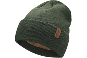 Bequemer Laden Womens Mens Winter Warm Beanie Hats Knit Slouchy Cuffed Skull Cap with Fleece Lined for Women