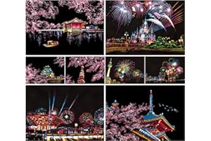 SiYear Scratch Paper Rainbow Painting Sketch, City Series Night Scene, Scratch Painting Creative Gift, Scratchboard for Adult and Kids with 4 Tools