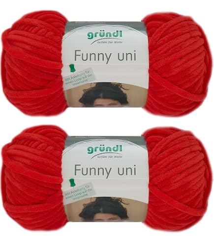 Ovillo De Lana Chenilla Gründl Funny Uni - 100% Poliéster - 100g/120m - Color Fucsia - Para Tejer Y Ganchillo