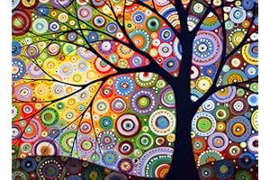 MXJSUA DIY 5D Diamond Painting by Number Kit Trapano completo Immagini di strass Artigianato Decorazione della parete di casa Geometrica Albero colorato 30x40 cm