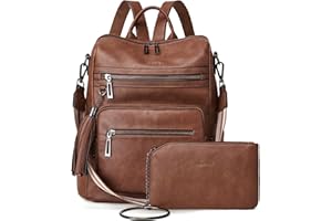 Shrrie Sac à Dos Femme, Sacs à Main Portés Dos en PU Cuir, Élégant Imperméable Sac à Dos Antivol Convertible avec Bandoulière Amovible pour Travail Voyage College Cadeau